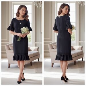 Paperdolls 4 Timeless Romantic Formal Evening Lace Flounce Hem Sheath Dress